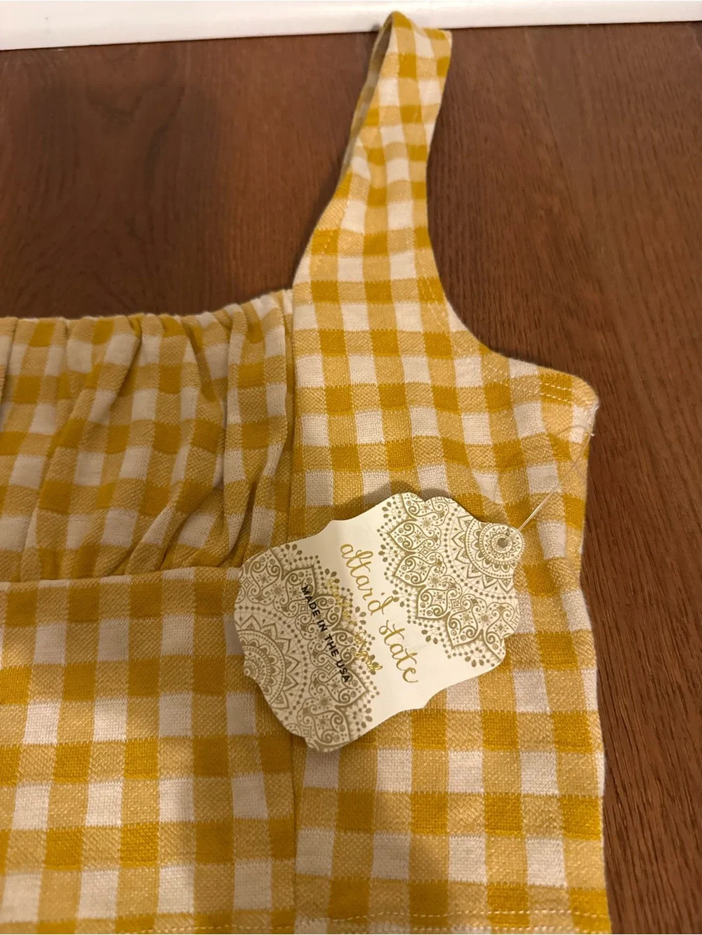 NWT Altar'd State Yellow Gingham Two Piece Set Crop Top Mini Skirt Co-Ord S - Picture 5 of 16